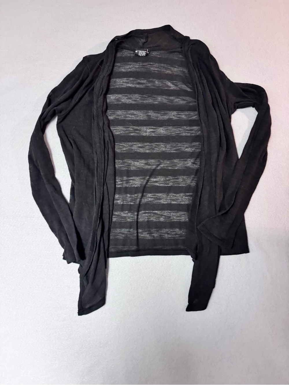 Y2K Wet Seal Black Open-Front Draped Cardigan